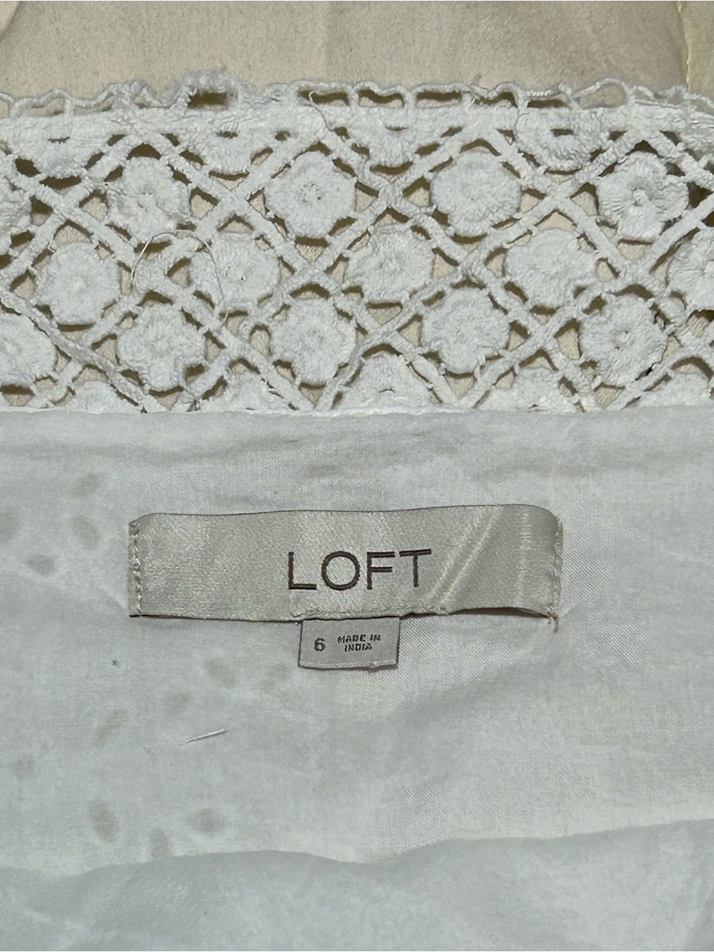 LOFT White Eyelet Midi Dress with Crochet Straps - Picture 5 of 12